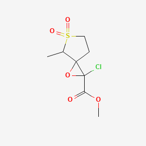 molecular formula C8H11ClO5S B13176969 Methyl 2-chloro-7-methyl-6,6-dioxo-1-oxa-6lambda6-thiaspiro[2.4]heptane-2-carboxylate 