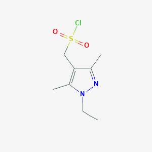 molecular formula C8H13ClN2O2S B13177000 (1-Ethyl-3,5-dimethyl-1H-pyrazol-4-yl)methanesulfonyl chloride 