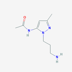 molecular formula C9H16N4O B13177158 N-[1-(3-aminopropyl)-3-methyl-1H-pyrazol-5-yl]acetamide 