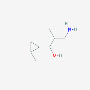 molecular formula C9H19NO B13177176 3-Amino-1-(2,2-dimethylcyclopropyl)-2-methylpropan-1-ol 