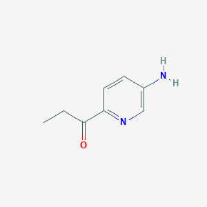 molecular formula C8H10N2O B13177291 1-(5-Aminopyridin-2-yl)propan-1-one 