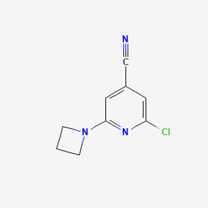 molecular formula C9H8ClN3 B13177315 2-(Azetidin-1-yl)-6-chloropyridine-4-carbonitrile 