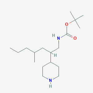 molecular formula C18H36N2O2 B13177413 tert-butyl N-[4-methyl-2-(piperidin-4-yl)heptyl]carbamate 