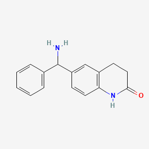 molecular formula C16H16N2O B13177555 6-[Amino(phenyl)methyl]-1,2,3,4-tetrahydroquinolin-2-one 