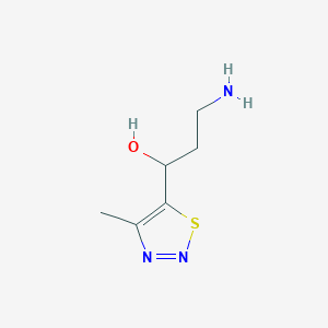 molecular formula C6H11N3OS B13177572 3-Amino-1-(4-methyl-1,2,3-thiadiazol-5-yl)propan-1-ol 