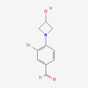 molecular formula C10H10BrNO2 B13177595 3-Bromo-4-(3-hydroxyazetidin-1-yl)benzaldehyde 