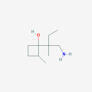 molecular formula C10H21NO B13177686 1-(1-Amino-2-methylbutan-2-yl)-2-methylcyclobutan-1-ol 