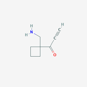 molecular formula C8H11NO B13177748 1-[1-(Aminomethyl)cyclobutyl]prop-2-yn-1-one 