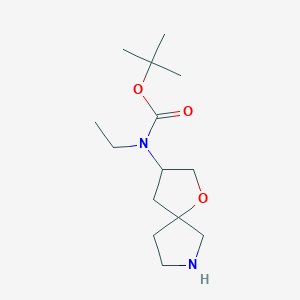 molecular formula C14H26N2O3 B13177755 tert-Butyl N-ethyl-N-{1-oxa-7-azaspiro[4.4]nonan-3-yl}carbamate 