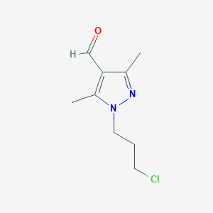 molecular formula C9H13ClN2O B13177865 1-(3-chloropropyl)-3,5-dimethyl-1H-pyrazole-4-carbaldehyde 