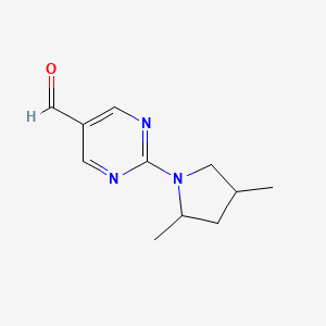 molecular formula C11H15N3O B13177945 2-(2,4-Dimethylpyrrolidin-1-yl)pyrimidine-5-carbaldehyde 