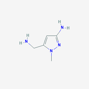 molecular formula C5H10N4 B13178021 5-(Aminomethyl)-1-methyl-1H-pyrazol-3-amine 