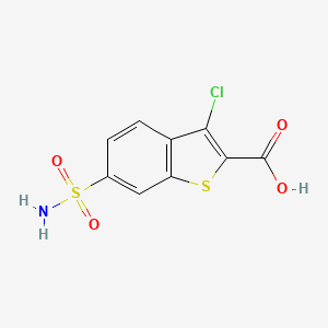 molecular formula C9H6ClNO4S2 B13178154 6-(Aminosulfonyl)-3-chloro-1-benzothiophene-2-carboxylic acid 