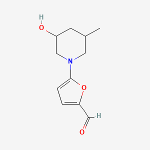 molecular formula C11H15NO3 B13178384 5-(3-Hydroxy-5-methylpiperidin-1-yl)furan-2-carbaldehyde 