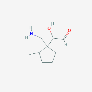 molecular formula C9H17NO2 B13178479 2-[1-(Aminomethyl)-2-methylcyclopentyl]-2-hydroxyacetaldehyde 