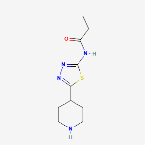 molecular formula C10H16N4OS B13179253 N-[5-(Piperidin-4-yl)-1,3,4-thiadiazol-2-yl]propanamide 