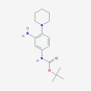 molecular formula C16H25N3O2 B13179261 tert-Butyl N-[3-amino-4-(piperidin-1-yl)phenyl]carbamate 