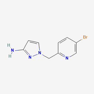 molecular formula C9H9BrN4 B13179293 1-[(5-Bromopyridin-2-yl)methyl]-1H-pyrazol-3-amine 