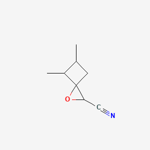 molecular formula C8H11NO B13179376 4,5-Dimethyl-1-oxaspiro[2.3]hexane-2-carbonitrile 