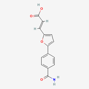 molecular formula C14H11NO4 B13179411 (2E)-3-{5-[4-(aminocarbonyl)phenyl]-2-furyl}acrylic acid 