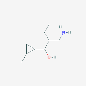 molecular formula C9H19NO B13180162 2-(Aminomethyl)-1-(2-methylcyclopropyl)butan-1-ol 