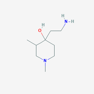 molecular formula C9H20N2O B13180290 4-(2-Aminoethyl)-1,3-dimethylpiperidin-4-ol 