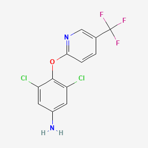molecular formula C12H7Cl2F3N2O B1318082 3,5-Dichloro-4-{[5-(trifluoromethyl)pyridin-2-yl]oxy}aniline CAS No. 73265-16-4