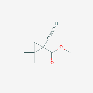 molecular formula C9H12O2 B131815 Cyclopropanecarboxylic acid, 1-ethynyl-2,2-dimethyl-, methyl ester (9CI) CAS No. 153943-63-6