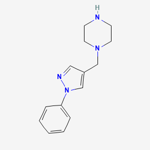 molecular formula C14H18N4 B13181797 1-[(1-Phenyl-1H-pyrazol-4-yl)methyl]piperazine 