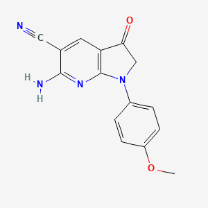 molecular formula C15H12N4O2 B13182508 6-amino-1-(4-methoxyphenyl)-3-oxo-2,3-dihydro-1H-pyrrolo[2,3-b]pyridine-5-carbonitrile 