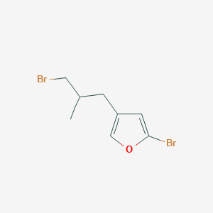 molecular formula C8H10Br2O B13182517 2-Bromo-4-(3-bromo-2-methylpropyl)furan 