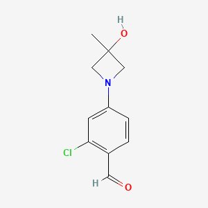 molecular formula C11H12ClNO2 B13182523 2-Chloro-4-(3-hydroxy-3-methylazetidin-1-yl)benzaldehyde 