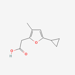 molecular formula C10H12O3 B13182529 2-(5-Cyclopropyl-3-methylfuran-2-yl)acetic acid 