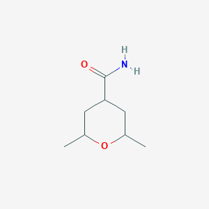 molecular formula C8H15NO2 B13182532 2,6-Dimethyloxane-4-carboxamide CAS No. 861586-13-2