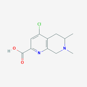 molecular formula C11H13ClN2O2 B13182597 4-Chloro-6,7-dimethyl-5,6,7,8-tetrahydro-1,7-naphthyridine-2-carboxylic acid 