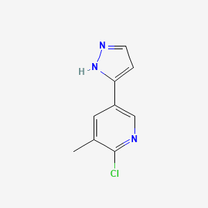 molecular formula C9H8ClN3 B13182620 2-Chloro-3-methyl-5-(1H-pyrazol-3-yl)pyridine 