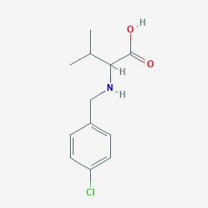 molecular formula C12H16ClNO2 B13182628 2-[(4-Chlorobenzyl)amino]-3-methylbutanoic acid 