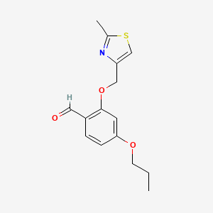 molecular formula C15H17NO3S B13182656 2-[(2-Methyl-1,3-thiazol-4-yl)methoxy]-4-propoxybenzaldehyde 