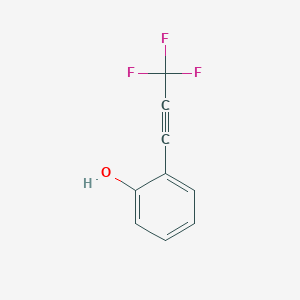 molecular formula C9H5F3O B13182701 2-(3,3,3-Trifluoro-1-propynyl)phenol 