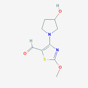 molecular formula C9H12N2O3S B13182714 4-(3-Hydroxypyrrolidin-1-yl)-2-methoxy-1,3-thiazole-5-carbaldehyde 