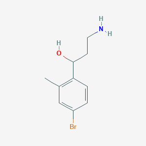 molecular formula C10H14BrNO B13182759 3-Amino-1-(4-bromo-2-methylphenyl)propan-1-ol 