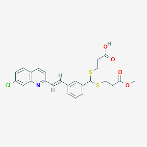 molecular formula C25H24ClNO4S2 B131830 (E)-3-[[[(2-Carboxyethyl)thio][3-[2-(7-chloro-2-quinolinyl)ethenyl]phenyl]methyl]thio]propanoic Acid 1-Methyl Ester CAS No. 131774-44-2