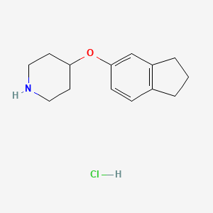 molecular formula C14H20ClNO B1318325 2,3-Dihydro-1H-inden-5-yl 4-piperidinyl ether hydrochloride CAS No. 1051919-39-1