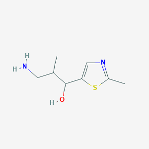 molecular formula C8H14N2OS B13183471 3-Amino-2-methyl-1-(2-methyl-1,3-thiazol-5-yl)propan-1-ol 