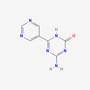 molecular formula C7H6N6O B13183478 4-Amino-6-(pyrimidin-5-yl)-2,5-dihydro-1,3,5-triazin-2-one 