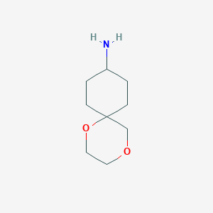 molecular formula C9H17NO2 B13183521 1,4-Dioxaspiro[5.5]undecan-9-amine 