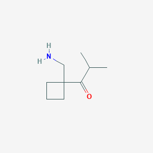 molecular formula C9H17NO B13183532 1-[1-(Aminomethyl)cyclobutyl]-2-methylpropan-1-one 