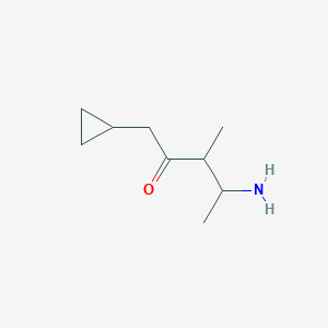 molecular formula C9H17NO B13183540 4-Amino-1-cyclopropyl-3-methylpentan-2-one 