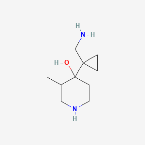 molecular formula C10H20N2O B13183557 4-[1-(Aminomethyl)cyclopropyl]-3-methylpiperidin-4-ol 