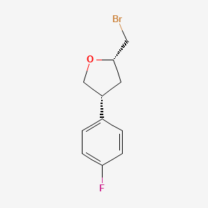 molecular formula C11H12BrFO B13183572 (2S,4R)-2-(Bromomethyl)-4-(4-fluorophenyl)oxolane 